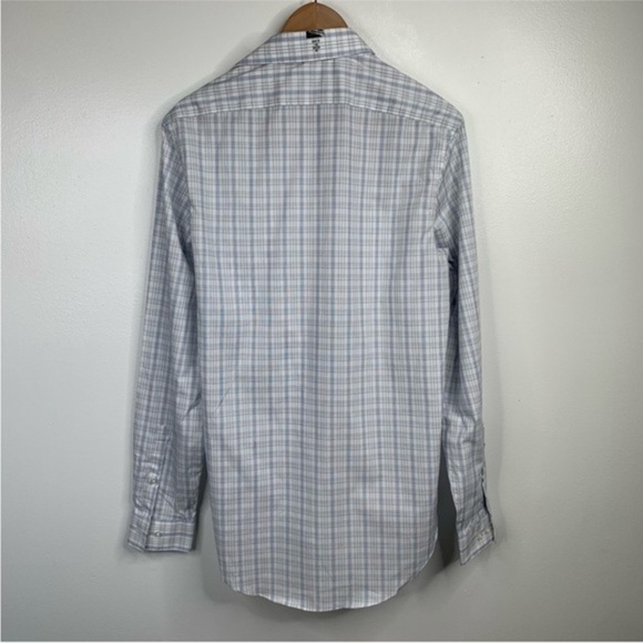 NWT Calvin Klein Button Down Shirt Mens‎ 15 34-35 Blue Plaid L/S 12786. - Picture 3 of 11